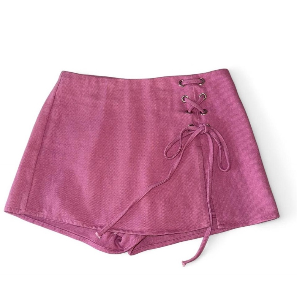 Altar'd State Pink Denim Mini Skirt